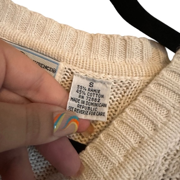 Vintage Maggie Lawerence Sport White Cotton Blend Cable Knit Sweater Size Small - Picture 5 of 12